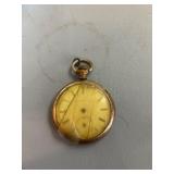 Gold-Tone Pocket Watch With Worn Face