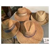 Four Woven Straw Hats