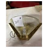 Wall-Mounted Brass and Glass Light Fixture