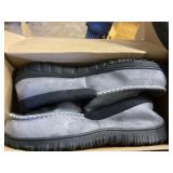 Men's Gray Suede Slippers, Size 13