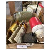 Box Lot with Jar, Cooler, and Hardware