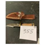 Damascus Steel Knife with Leather Sheath