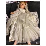 Vintage Bride Doll with Lace Gown
