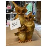 Ceramic Owl Family Sculpture