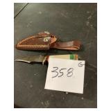 Damascus Steel Knife with Leather Sheath
