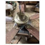 Ceiling Fan with Brass Housing and Wooden Blades