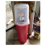 Red Storage Bin with Contents