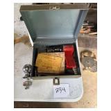 Metal Toolbox With Air Tool and Hitch Ball