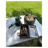 Power Tool, Metal Can, and Fuse Box Lot