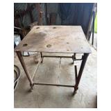 Metal Work Table on Wheels, 35.5 Inches Tall
