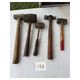 Five Assorted Hammers and Mallets