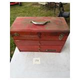 Metal Red Toolbox With Two Drawers