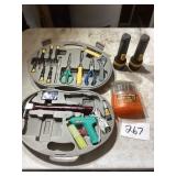 Toolset with Case, Flashlights, and Drill Bits