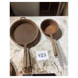 Rustic Iron Frying Pan and Saucepan