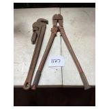 Rustic Pipe Wrench and Bolt Cutter Tools