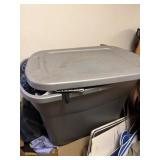 Plastic Tote With Assorted Clothing Items