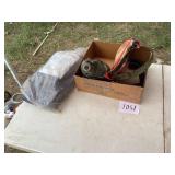 Military Canteen, Leather Flask, and Bag