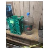 Large Glass Bottle With Green Crate