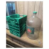 Glass Water Bottle with Plastic Crate