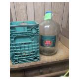 Glass Water Bottle with Plastic Crate