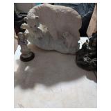 Group Lot of Figurines, Vase, and Blue Stone
