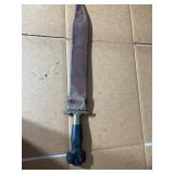 Wavy Blade Sword with Leather Scabbard
