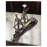 Car Jack and Two Adjustable Jack Stands