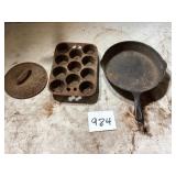 Three Rusted Cast Iron Cookware Items