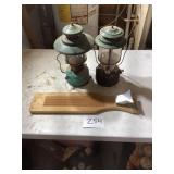 Two Vintage Lanterns and Washboard