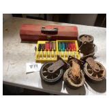 Metal Toolbox, Screwdrivers, and Casters Lot