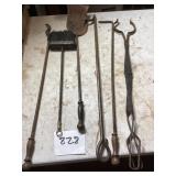 Metal and Wooden Fireplace Tools