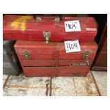 Two Red Metal Toolboxes
