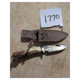 Knife with Antler Handle and Sheath