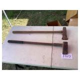 Two Rusted Vintage Metal-Head splitting maul