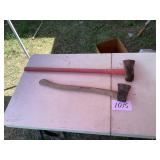 Two Wood-Handled Axes