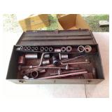Metal Tool Box with Socket Wrenches