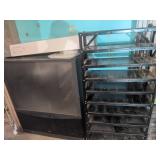 RCA TV, Ceiling Fixture, Metal Shelf, RV Door