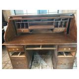 Roll-Top Wooden Desk With Damage
