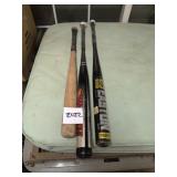 Three Baseball Bats: Wood and Aluminum
