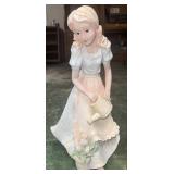 Antique Gardening Woman Figurine