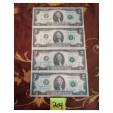 2 dollar bills