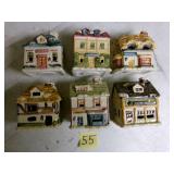 (Set of 6) Ceramic houses 3ï¿½' x 4'