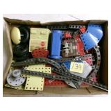 Box of Gilbert Erector set pieces