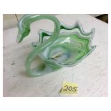 Large Art glass swan bowl