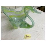 Large Art glass swan bowl