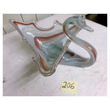 Large Art glass swan bowl