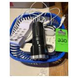 Basket of miscellaneous cords, and plugs