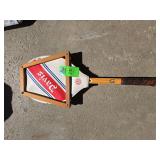 Vintage wooden Davis tennis racket with wooden racket press