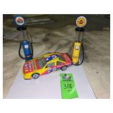 Joe Ruttman die-cast car, 1 Amoco gas pump, & 1 pennzoil gas pump