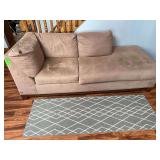 7 foot couch suede like material and 6 foot runner carpet